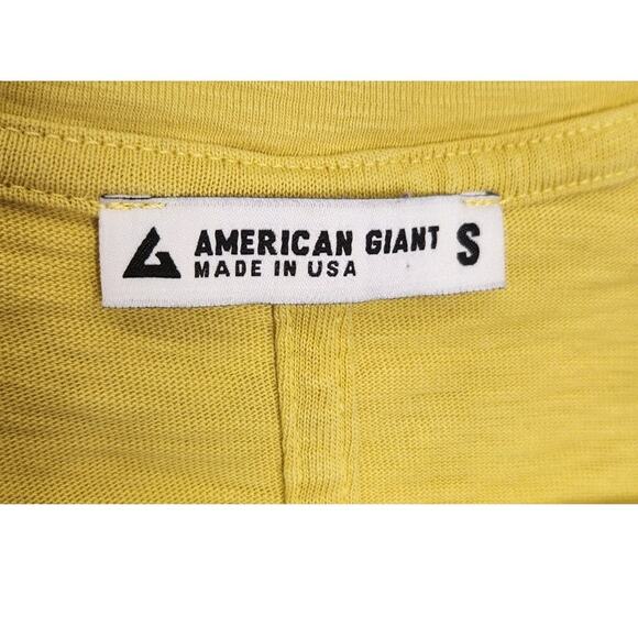 American Giant Premium Supima Cotton Mustard Yellow Tee Shirt Size Small - Picture 3 of 4